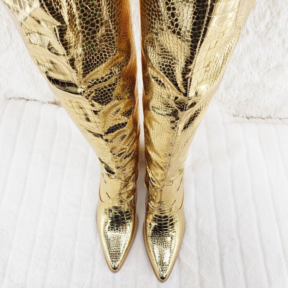 Gold Western Thigh High Boots Restocked_9